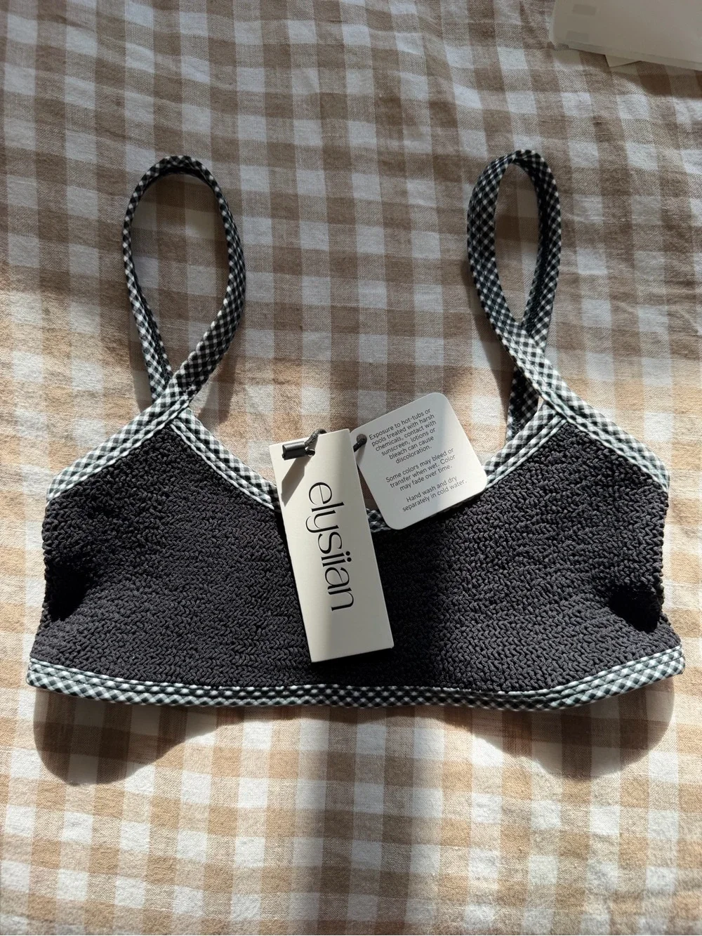 Elysiian Balboa bikini top with Gingham Trim